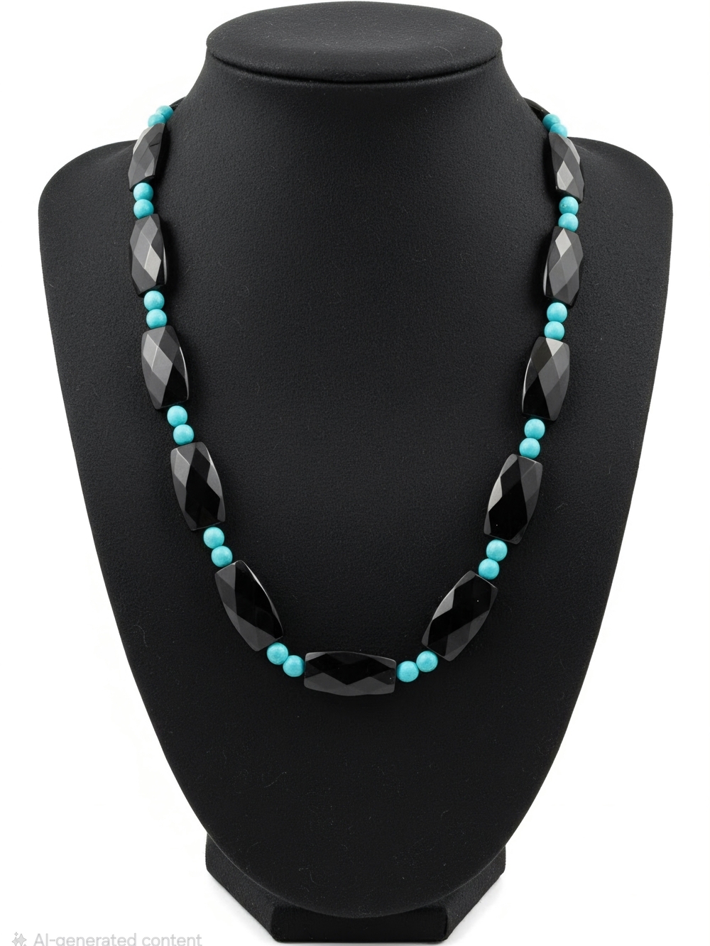 Jay King Black Faceted and Turquoise Bead Necklace